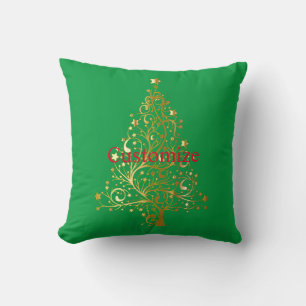 Fancy Gold Christmas Tree Thunder_Cove  Cushion