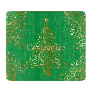 Fancy Gold Christmas Tree Thunder_Cove Cutting Board