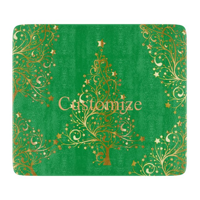 Fancy Gold Christmas Tree Thunder_Cove  Cutting Board (Front)