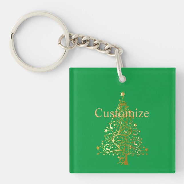 Fancy Gold Christmas Tree Thunder_Cove  Key Ring (Front)