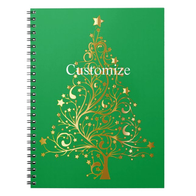 Fancy Gold Christmas Tree Thunder_Cove  Notebook (Front)
