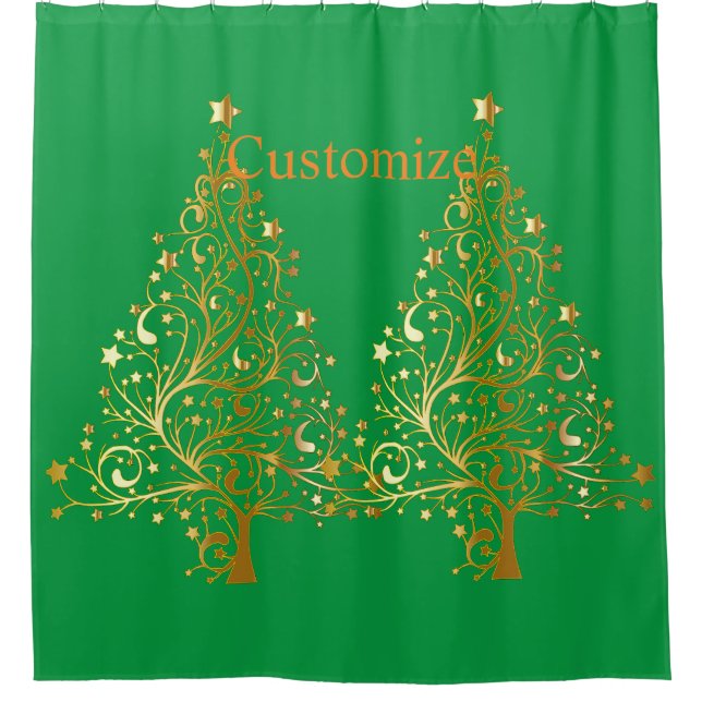 Fancy Gold Christmas Tree Thunder_Cove  Shower Curtain (Front)