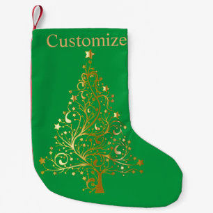 Fancy Gold Christmas Tree Thunder_Cove Small Christmas Stocking