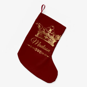 Fancy Gold Crown Personalized Small Christmas Stocking