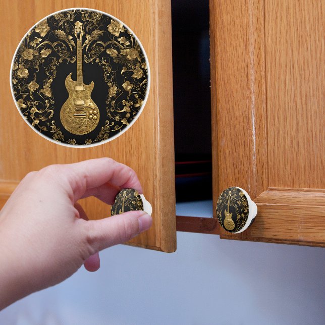 Fancy Gold Electric Guitar on Black Ceramic Knob (Creator Uploaded)