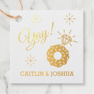 Fancy gold foil DONUT engagement ring sparkle Favour Tags