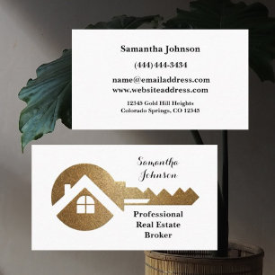 Fancy Gold Key Real Estate Broker Business Card