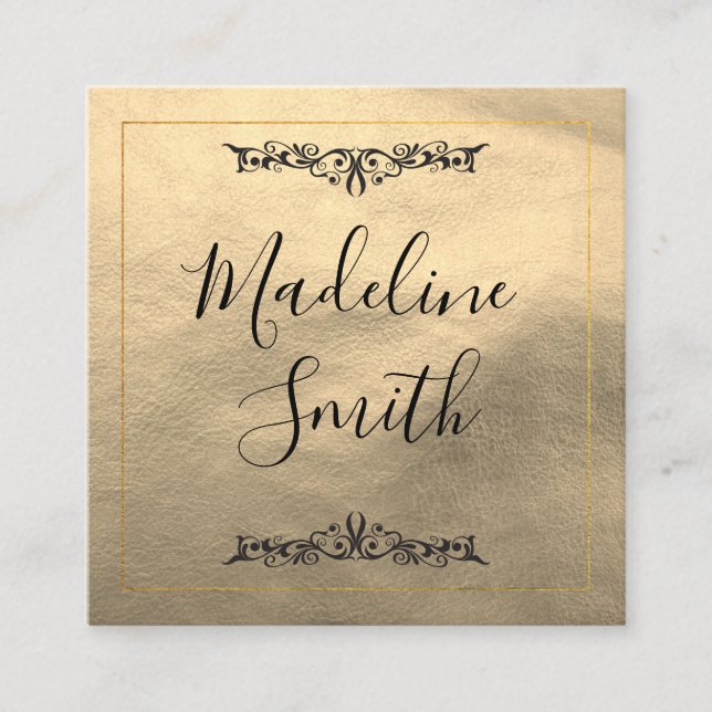 Fancy Gold Lux Square Business Card (Front)