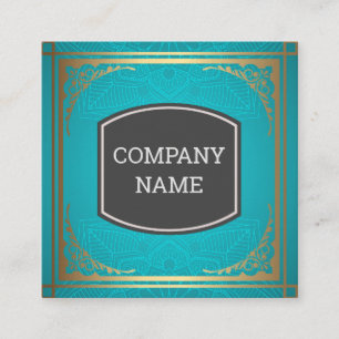 Fancy Gold Ornate Border Square Business Card