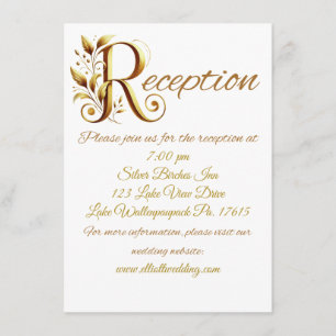 Fancy Gold R Wedding Reception Enclosure Card