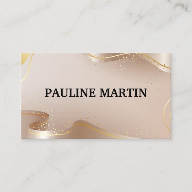 Fancy Gold Ribbon | Luxury  Business Card (Front)