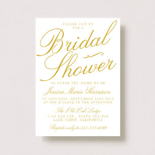 Fancy Gold & White Bridal Shower Invitations