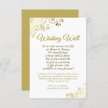 Fancy Gold & White Wedding Wishing Well Poem Enclosure Card<br><div class="desc">This beautiful wedding enclosure card is a tasteful way to ask your guests for money or cash in lieu of presents. The elegant gold and white design features decorative ornate faux foil corners and fancy script lettering. The title reads "Wishing Well" with a cute poem reading: As we start on...</div>