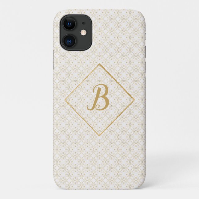 Fancy Golden And White Personalised Case-Mate iPhone Case (Back)
