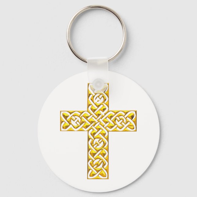 Fancy Golden Cross Key Ring (Front)