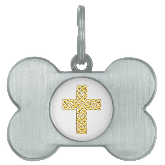 Fancy Golden Cross Pet Tag (Front)