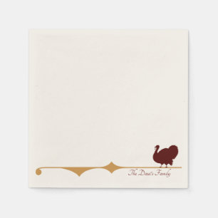 Fancy Golden Lined Turkey Cocktail Napkin