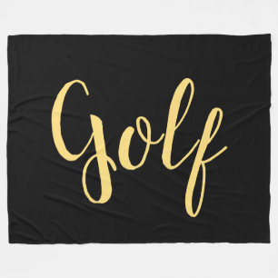 Fancy GOLF Script On Bold Modern Elegant Black Fleece Blanket