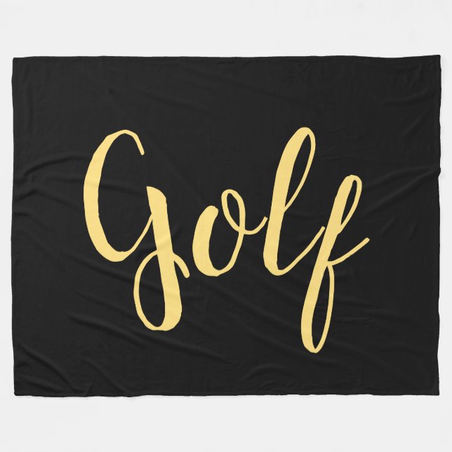 Fancy GOLF Script On Bold Modern Elegant Black Fleece Blanket (Front (Horizontal))