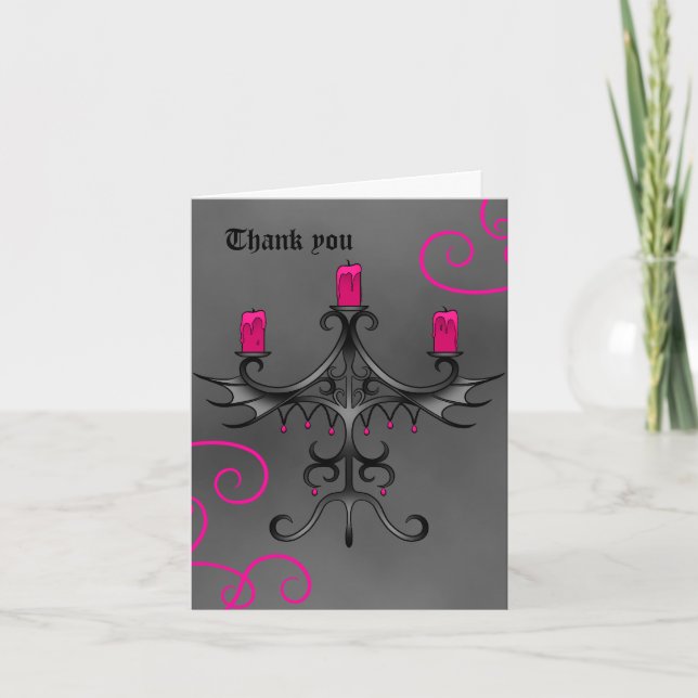 Fancy Gothic candelabra thank you wedding Card (Front)