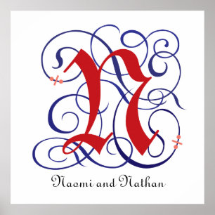 Fancy Gothic Caps Letter N, 300dpi PNG Poster