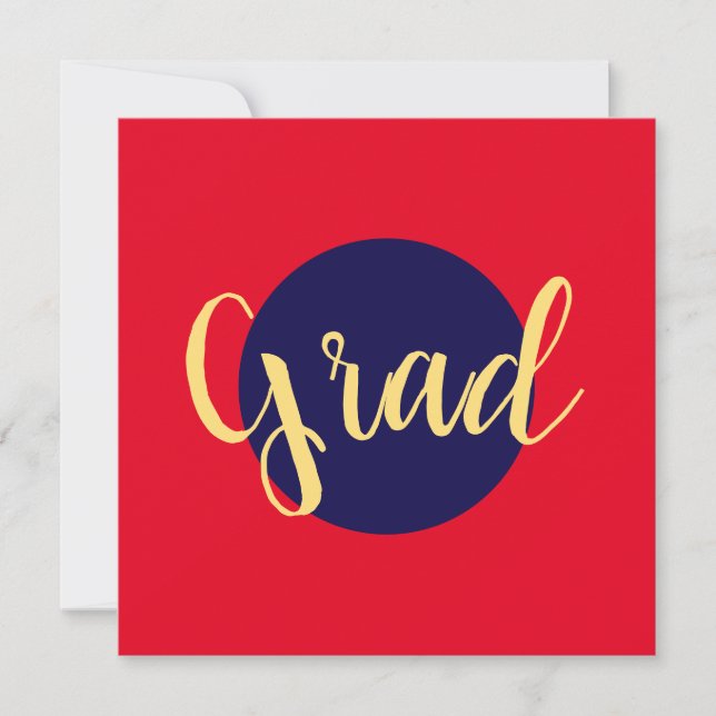 Fancy "Grad" Text Navy Blue Red Backgrounds (Front)