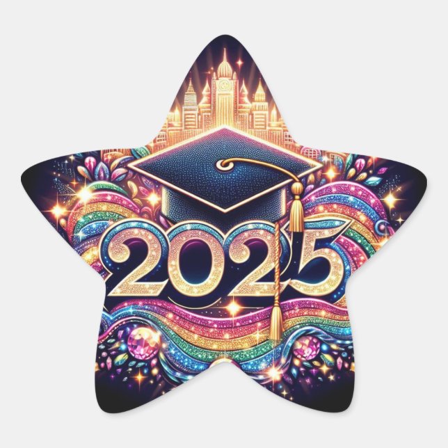 Fancy Graduate 2025 Star Sticker (Front)