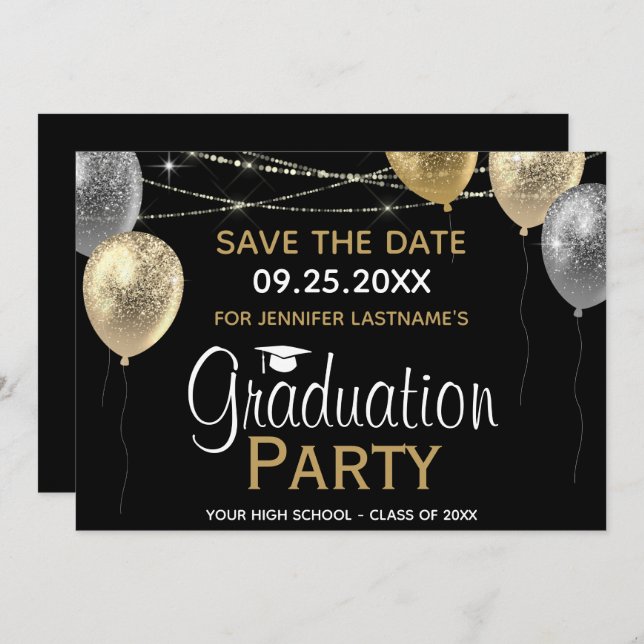 Fancy Graduation Party Save the Date Invitation (Front/Back)