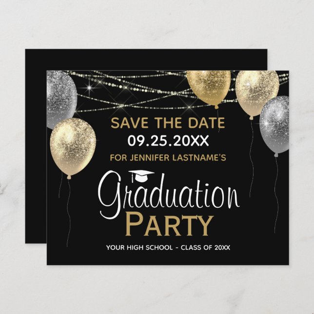 Fancy Graduation Party Save the Date Invitation (Front/Back)