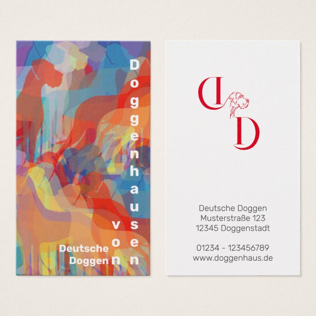 Fancy Great Dane Kennel Business Cards (Front & Back)