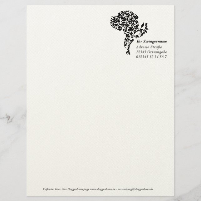 Fancy Great Dane Portrait Personalised Letterhead (Front)