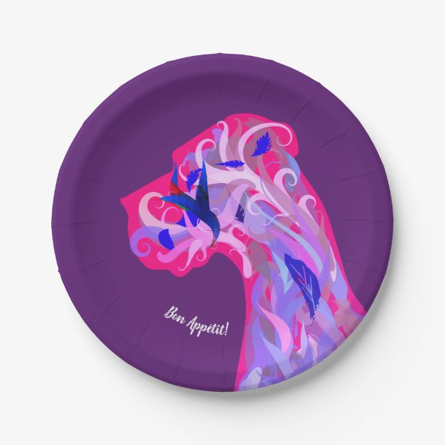 Fancy Great Dane Purple Plates (Front)