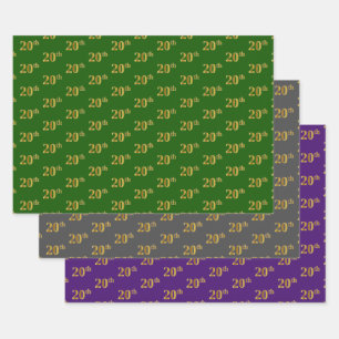 Fancy Green, Gray, Purple, Faux Gold 20th Event # Wrapping Paper Sheet