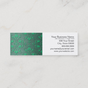 Fancy Green Two Tone Damask Mini Business Card