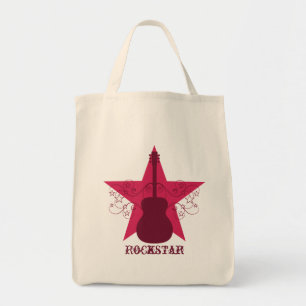 Fancy Guitar Star Swirls Bag, Magenta Tote Bag
