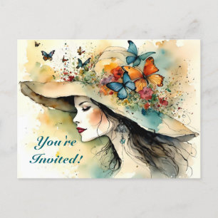 FANCY HAT DERBY PARTY INVITATION POSTCARD