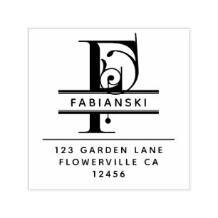Fancy Head Letter - F - Return Address Monogram Self-inking Stamp