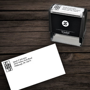 Fancy Heart Queen Playing Card in Border Self-inking Stamp