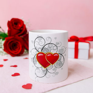 Fancy Heart Red Love Coffee Mug