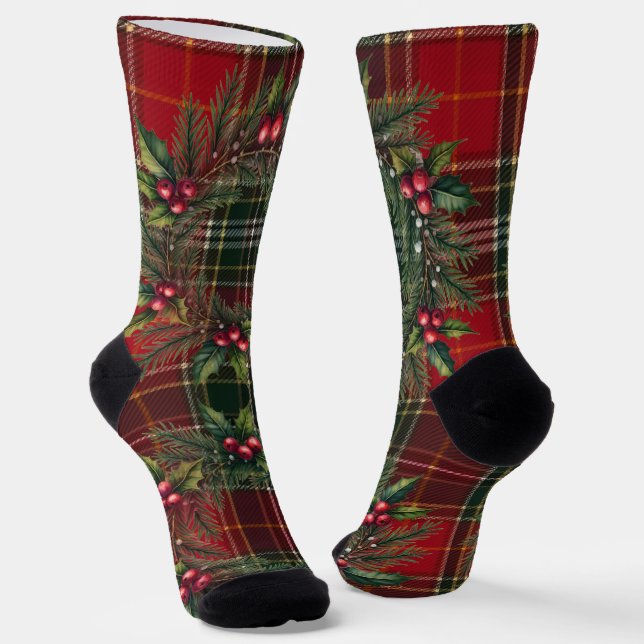 Fancy Holiday Designed Christmas Socks (Angled)