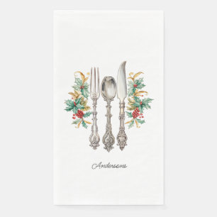Fancy Holiday Silverware Personalised Paper Napkin