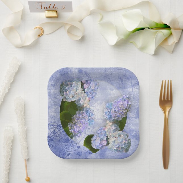 Fancy Hydrangea  Paper Plate (Wedding)