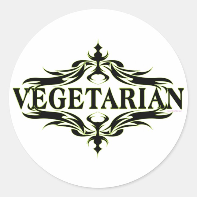 Fancy in Black - Vegetarian Classic Round Sticker (Front)