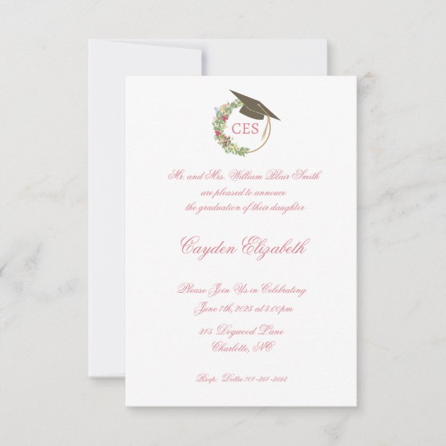 Fancy in Pink Graduation Announcement (Front)