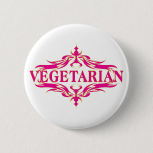 Fancy in Pink - Vegetarin 6 Cm Round Badge
