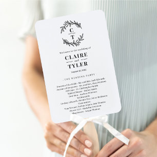 Fancy Initials EDITABLE COLOR Wedding Program Hand Fan