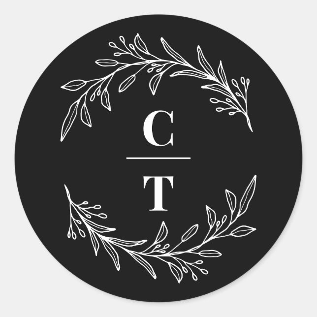 Fancy Initials Editable Colour Wedding Stickers (Front)