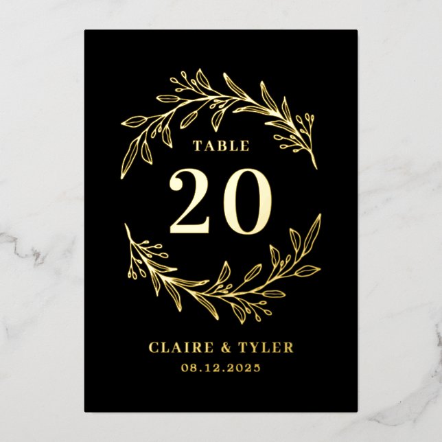 Fancy Initials REAL FOIL Table Number Card (Front)
