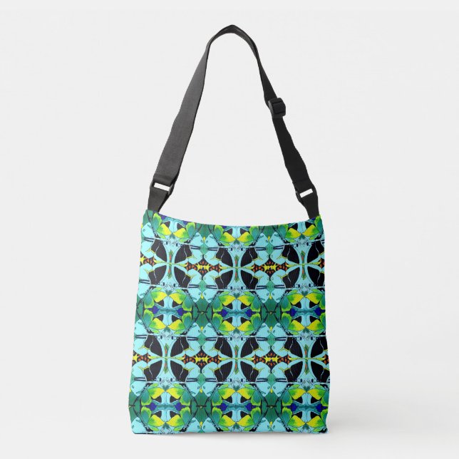 Fancy Kaleidoscope Butterfly Image Designed Crossbody Bag (Front)