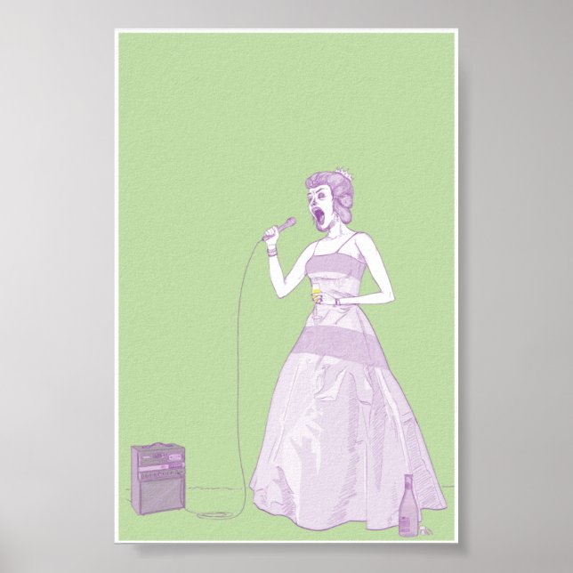 Fancy Karaoke Woman 4x6 Poster (Front)